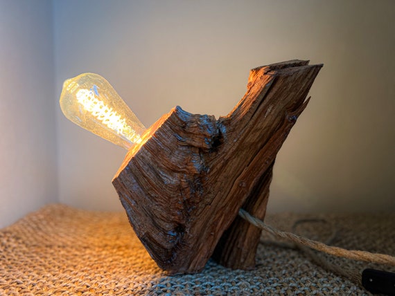 Rustic Wood Table Lamp, Natural Tree Root Accent Light - Etsy