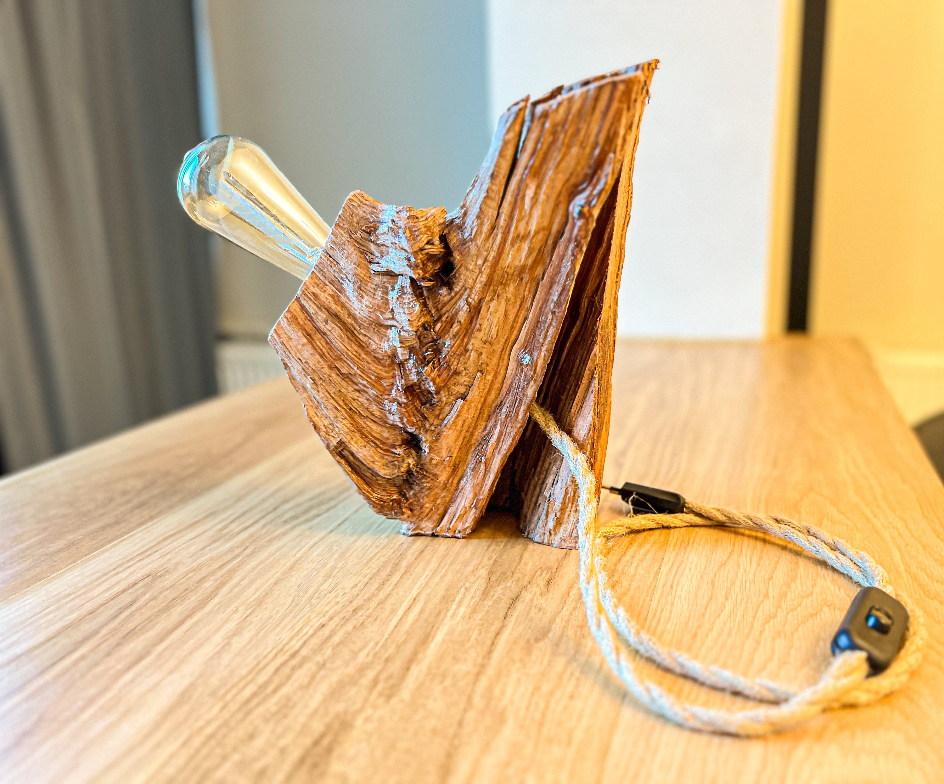 Rustic Wood Table Lamp, Natural Tree Root Accent Light - Etsy