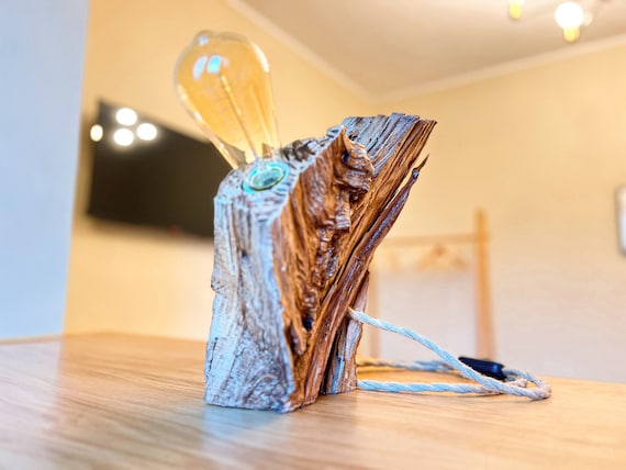 Rustic Wood Table Lamp, Natural Tree Root Accent Light - Etsy