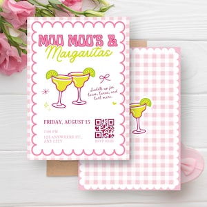 Moo Moos and Margaritas Invitations Mumu Invite Adult Pajama Party Printable moo moos & margaritas party invitation Digital Download