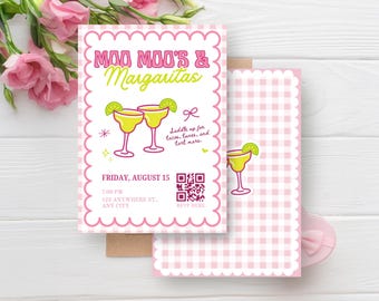Moo Moos and Margaritas Invitations Mumu Invite Adult Pajama Party Printable moo moos & margaritas party invitation Digital Download