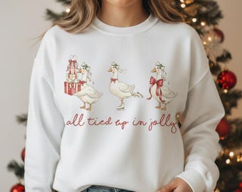 Bluza świąteczna Jolly Goose Sublimacja świąteczna PNG Koszulka świąteczna Silly Goose Preppy Christmas Goose PNG 300DPI Pobieranie cyfrowe
