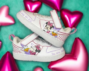 Minnie Mouse and  Daisy  Custom Sneakers / Personalized with name/ Minnie Mouse and Daisy  kids shoes/ Hand painted sneakers / Disney shoes