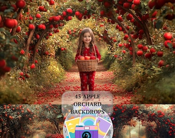 45 Apple Orchard Digital Background, Photography Composite, backdrop for kids, Fine Art Overlay, Childhood Photo, Autumn, Apple Tree, Forest