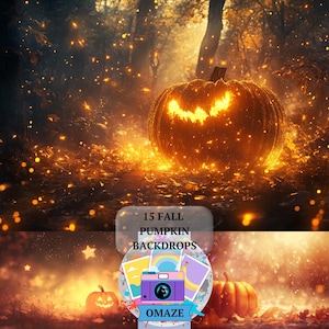 15 Herfst Halloween-achtergrond – Leuke achtergrond voor Halloween-accessoires voor kinderen fotografie en verjaardagsfeestje, achtergronden herfstpompoen, voor kind
