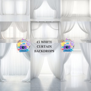 43 White Transparent Curtain Backdrops Set Breathtaking White Dreamy Sheer Curtain Backgrounds Maternity Overlays Studio Backdrops Photoshop