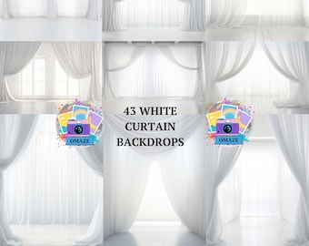 43 Weiß Transparent Vorhang Backdrops Set Atemberaubende weiße Verträumte Gardine Hintergründe Maternity Overlays Studio Backdrops Photoshop