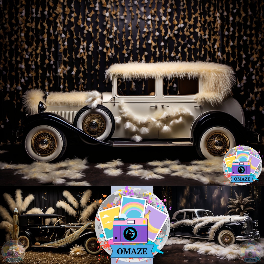 Photo Backdrops Auto Frame 4 Elegant Old Car Black and Gold Digital Backdrop Digital Background ...