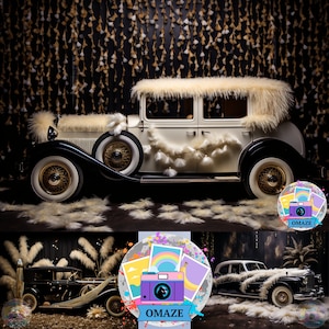 4 Elegant Old Car Black and Gold Digital Backdrop Digital Background Overlay Backdrop Maternity Backdrops Overlays Party Backdrop Wedding