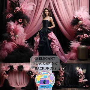 40 elegante rosa und schwarz Digital Fotografie Backdrop Maternity Backdrop Overlays Boho Hintergrund Moderne Hochzeit Backdrop Birthday Backdrops