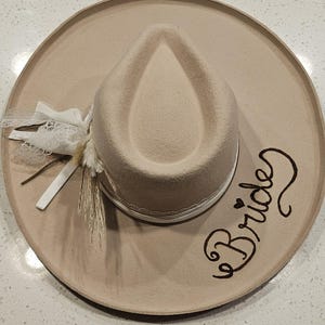 Hand Burned Bride Wool Fedora