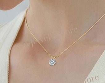 925 Silver jewelry set, 18K Gold Plated Jewelry Set, Stud Earrings, Moissanite Pendant, Necklace, D Color Moissanite for Women Men