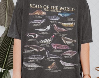 Limited Comfort Colors Seals Of The World Shirt, seal species 90s retro tee, selkie seal crewneck tee shirt, silly seals animal t-shirt