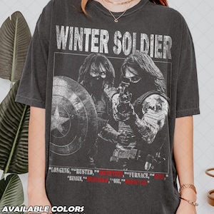 Begränsade komfortfärger Winter Soldier T-shirt, Winter Soldier Bucky Barnes Bootleg Fan Tee T-shirt, present till kvinnor och män Unisex T-shirt