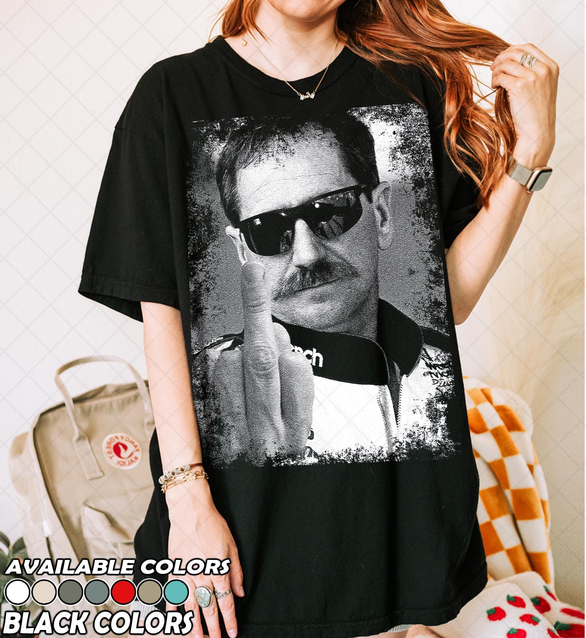 thumbnail image 2 of Racing Middle Finger T-Shirt – 90s Nascar Dale Earnhardt Style – Gildan 5000 2 of 5
