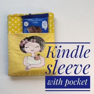 Kindle Case with Embroidery and Pocket,Kkindle Accessories, Kindle Sleeve, Kindle Paperwhite Case, Kindle Oasis Case, Kindle Quilt Case