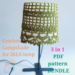 3 Easy Crochet Lase Lampshade cover, IKEA hack, Crochet lamp shade, Lantern decoration, Easy crochet, Pattern for beginner, Do it yourself