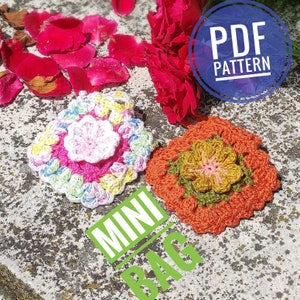 Mini madeliefje gehaakt pdf-raster, creditcardhouder, gehaakte portemonnee, kleine meisjesportemonnee, gehaakt Airpod-etui, pochette, gehaakte sleutelhanger