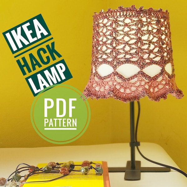 Easy  crochet lamp by IKEA, PDF Pattern, IKEA Hack;  Crochet Lase Lampshade cover, Pattern for beginner , Gift for Crocheters, Easy crochet