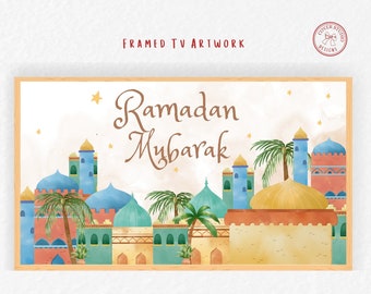 Cornice TV Art Ramadan Mubarak TV Samsung Ramadan Display TV Decorazioni per la casa islamice Decorazione Ramadan Salvaschermo TV moschea colorata
