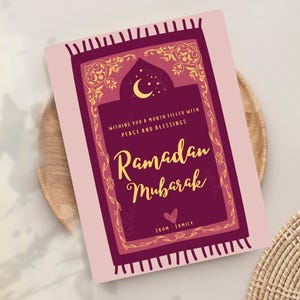 Tarjetas de felicitación de Ramadán Mubarak editables Tarjetas de felicitación de Ramadán Tarjeta de felicitación islámica Lindos regalos de Ramadán Decoración moderna de Ramadán Tarjeta de deseos de Eid