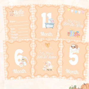 Cartes d'étape de bébé musulman Cartes d'étape mensuelle de bébé islamique Panneau d'annonce de bébé Panneau de nouveau-né musulman Panneau du monde Salam Carte de mois de bébé