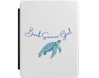 Summer Book Girl Kindle Case White Sea Turtle Aesthetic Cover for Beach Readers