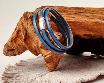 Leather Cuff Bracelet, Wrap Leather Bracelet, Minimalist Wristband, Handmade Leather Jewelry, Gift for Her Him