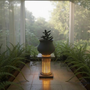 Oude Griekse zuil en vaas