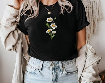 Daisies T-shirt, Flower Shirt, Wildflowers Tee, Boho Shirt, Floral Shirt Gift,  Boho Flower Shirt, Daisy Women Shirt