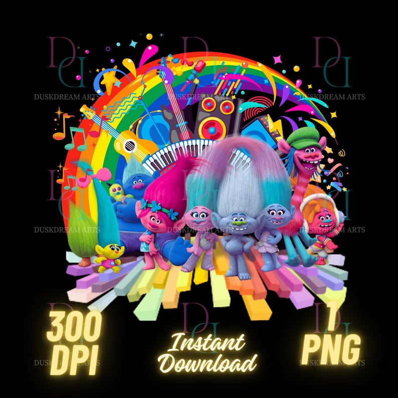 Trolls Instruments Trolls Movie PNG, Queen Poppy Png, Transparent Image, Printable Branch ...