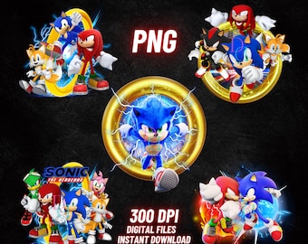 Sonic The Hedgehog PNG bundle,Sonic PNG,Sonic Shirt,High Quality,Cake Topper,Transparent Image,digital file,instant download,Sonic Dtf print