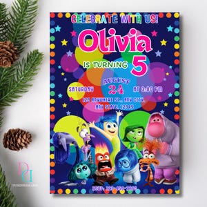 Editable Inside Out 2 Invitation, Inside Out 2 Invitation, Editable Birthday Template, Canva, Kids Birthday Invitation, Editable Invitation