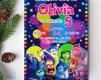 Editable Inside Out 2 Invitation, Inside Out 2 Invitation, Editable Birthday Template, Canva, Kids Birthday Invitation, Editable Invitation