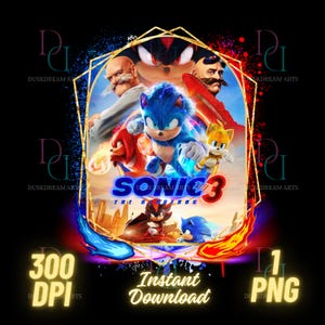 Sonic The Hedgehog 3, png, Sonic 3 png, Sonic 3 filmshirt, hoge kwaliteit, Sonic 3 Shadow, taarttopper, transparant, digitaal bestand, Sonic 3 png-ontwerp