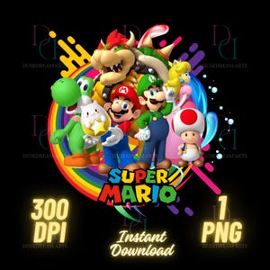 スーパーマリオ PNG、マリオブラザーズ PNG、透明、スーパーマリオブラザーズ PNG、スーパーマリオシャツ 印刷可能、マリオシャツ 即時ダウンロード、デジタルファイル、dtf