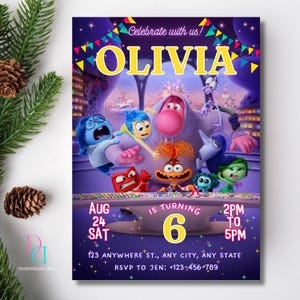 Invito modificabile Inside Out 2, Invito Inside Out 2, Modello di compleanno modificabile, Canva, Invito di compleanno per bambini, Invito modificabile