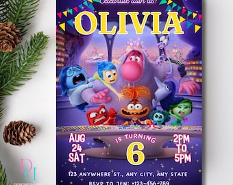 Editable Inside Out 2 Invitation, Inside Out 2 Invitation, Editable Birthday Template, Canva, Kids Birthday Invitation, Editable Invitation