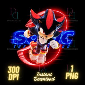 Shadow The Hedgehog PNG, Sonic The Hedgehog 3 film, Shadow PNG, Sonic shirt, hoge kwaliteit, Cricut, taarttopper, transparante afbeelding, digitaal bestand