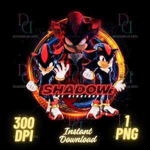 Shadow The Hedgehog PNG, Sonic The Hedgehog 3,Shadow PNG,Sonic Shirt,High Quality,Cricut,Cake Topper,Transparent Image,digital file,Hedgehog