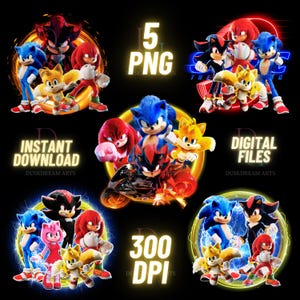 Sonic The Hedgehog 3 PNG Bundle, Sonic 3 PNG, Sonic 3 Shirt, Transparent, Instant Download, Schatten, Tails, Knuckles, hohe Qualität png,Cricut