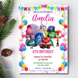 Editable Inside Out 2 Invitation, Inside Out 2 Invitation, Editable Birthday Template, Canva, Kids Birthday Invitation, Editable Invitation