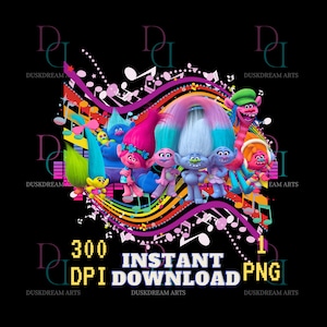 Trolls film PNG, trolls shirt png, Queen Poppy Png, transparant beeld, trolls png, digitaal bestand, instant download, Trolls Band samen