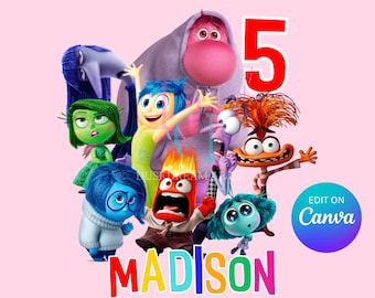 Editable Inside Out 2 png, Inside Out 2 png, Inside Out 2 shirt, Digital File, Instant Download, Inside Out 2 Birthday Template, Cake Topper