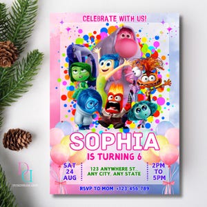 Editable Inside Out 2 Invitation, Inside Out 2 Invitation, Editable Birthday Template, Canva, Kids Birthday Invitation, Editable Invitation