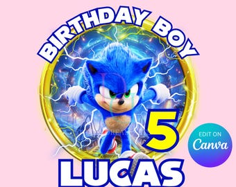 Bearbeitbare Sonic The Hedgehog png , Sonic png, Sonic Shirt, Sofortiger Download, Sonic Birthday Vorlage, Kuchendeckel, Sonic Birthday Shirt, Sonic