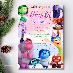 Invito modificabile Inside Out 2, Invito Inside Out 2, Modello di compleanno modificabile, Canva, Invito di compleanno per bambini, Invito modificabile