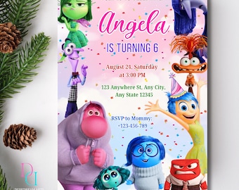 Editable Inside Out 2 Invitation, Inside Out 2 Invitation, Editable Birthday Template, Canva, Kids Birthday Invitation, Editable Invitation