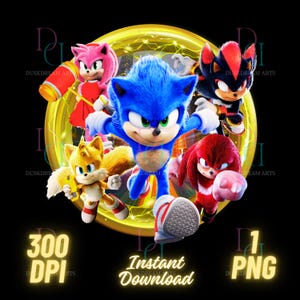 Sonic The Hedgehog 3 png, Sonic 3 film png, Sonic-shirt, Sonic-shirt, hoge kwaliteit, Cricut, taarttopper, Sonic 3-personages, transparant png