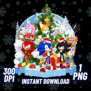 Sonic The Hedgehog Boże Narodzenie Święta Pozdrowienia PNG clipart Tails Png Tumbler wrap Pobierz obraz Koszulka do druku Dekoracje cyfrowe